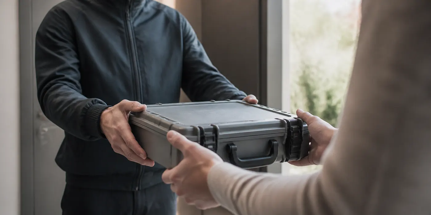 Übergabe einer verplombten Transportbox
